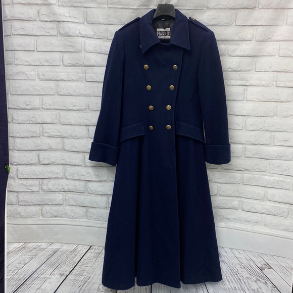 Vintage Double Breasted Military Maxi Coat Women Small Made in Ukraine - Picture 1 of 9